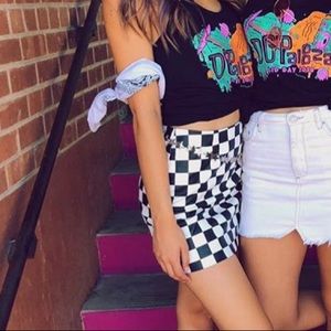 Checkered print mini skirt